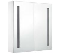 ATOMSTACK MAKER Armadietto a specchio, 60 x 14 x 62 cm, bianco/argento, in melamina MDF, con 2 listelli, 3 ripiani, interruttore on/off touch e porta USB, per bagno