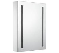 ATOMSTACK MAKER Armadietto a specchio con 2 listelli, MDF/melammina, bianco-argento, 50 × 13 × 70 cm, porta USB, 5 V, 3 ripiani, cerniera buffer, per bagno e trucco