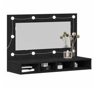 ATOMSTACK MAKER Armadietto a specchio con 4 ripiani e illuminazione, effetto rovere nero, 90 x 31,5 x 62 cm, montaggio a parete per bagno/corridoio, in legno, alimentazione USB
