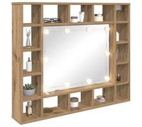 ATOMSTACK MAKER Armadietto a specchio con illuminazione, 91 x 15 x 76,5 cm, in legno di rovere Artisan, 16 ripiani, alimentazione USB, montaggio a parete, per bagno e corridoio