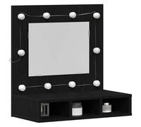 ATOMSTACK MAKER Armadietto a specchio da 60 x 31,5 x 62 cm con 3 ripiani, effetto rovere nero, illuminazione USB, montaggio a parete, moderno armadietto da bagno per piccoli spazi