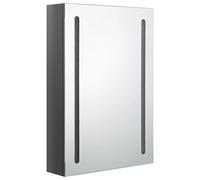 ATOMSTACK MAKER Armadietto a specchio da bagno, 50 x 13 x 70 cm, grigio lucido, MDF + melamina, 2 luci, 3 ripiani, cerniera buffer, porta USB (5 V), moderno e funzionale