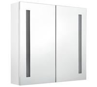 ATOMSTACK MAKER Armadietto a specchio da bagno, 62 x 14 x 60 cm, bianco lucido, MDF/melammina/vetro, 2 barre luminose, interruttore on/off, 3 ripiani, porta USB (5 V), per trucco e rasatura