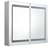 ATOMSTACK MAKER Armadietto a specchio da bagno, 80 cm, grigio cemento, MDF + vetro, 3 ripiani regolabili, illuminazione a risparmio energetico con interruttore touch, porta USB (5 V), design moderno