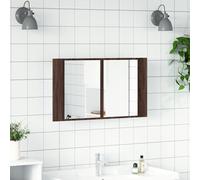 ATOMSTACK MAKER Armadietto a specchio da bagno, 80 x 45 x 12 cm, effetto rovere, illuminazione RGB regolabile, legno e acrilico, portata 60 kg, alimentazione USB (alimentatore non incluso)