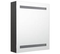 ATOMSTACK MAKER Armadietto a specchio da bagno con 2 barre luminose, antracite, 50 × 14 × 60 cm, MDF + vetro, 3 ripiani, cerniera buffer, porta USB (alimentatore non incluso)