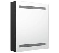 ATOMSTACK MAKER Armadietto a specchio da bagno con 2 barre luminose, nero, 50 × 14 × 60 cm, MDF + vetro, 3 ripiani, cerniera buffer, alimentazione USB (5 V, alimentatore di rete non incluso)