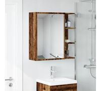 ATOMSTACK MAKER Armadietto a specchio da bagno con 5 scomparti e 2 ante, effetto legno anticato, resistente all'umidità, 62,5 x 20,5 x 64 cm, montaggio a parete, pratico, spazioso e facile da pulire