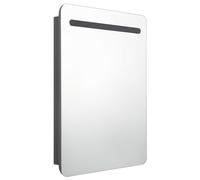 ATOMSTACK MAKER Armadietto a specchio grigio, 60 x 11 x 80 cm, con illuminazione sensibile al tatto, 2 ripiani, cerniere buffer e porta USB, specchio da bagno per adulti