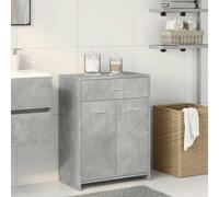 ATOMSTACK MAKER Armadietto da bagno, 60 x 33 x 80 cm, grigio cemento, in legno con 1 cassetto e 2 ante, salvaspazio, resistente all'umidità, con supporto da parete