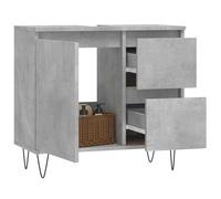 ATOMSTACK MAKER Armadietto da bagno 65 x 33 x 60 cm, in legno grigio cemento, mobile da bagno industriale con piedini in ferro regolabili in altezza, 1 vano porta e 2 cassetti, montabile a sinistra