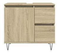 ATOMSTACK MAKER Armadietto da bagno, 65 x 33 x 60 cm, in rovere Sonoma, in legno con 1 scomparto e 2 cassetti, porta montabile a sinistra/destra, piedini in ferro industriali, mobili da bagno per