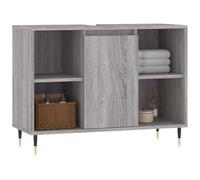 ATOMSTACK MAKER Armadietto da bagno, 80 x 33 x 60 cm, grigio Sonoma, legno e ferro, cerniera flessibile (sinistra/destra), 1 vano porta + 4 ripiani aperti, moderno industriale per bagno piccolo