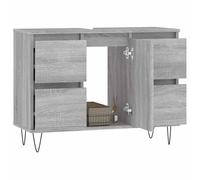 ATOMSTACK MAKER Armadietto da bagno 80 x 33 x 60 cm, grigio Sonoma, mobile da bagno in legno con 4 cassetti, porta montabile a sinistra/destra, resistente all'umidità e piedini in ferro stabili
