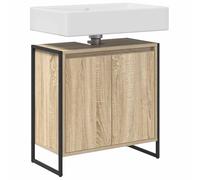 ATOMSTACK MAKER Armadietto da bagno a 3 ante, colore Sonoma, legno e gambe in acciaio, 60 x 30 x 60 cm, moderno look industriale per bagno piccolo, con istruzioni di montaggio incluse