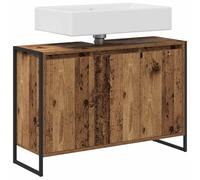 ATOMSTACK MAKER Armadietto da bagno a 3 ante in legno con gambe in acciaio, effetto legno anticato, 90 x 30 x 60 cm, look industriale per bagno moderno, solo per interni