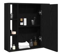 ATOMSTACK MAKER Armadietto da bagno a specchio, 60 x 60 cm, rovere nero, adatto per ambienti umidi, grande capienza, montaggio a parete, specchio in vetro, design moderno per bagno e WC degli ospiti