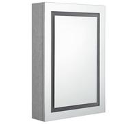 ATOMSTACK MAKER Armadietto da bagno a specchio con luce, grigio cemento, 50 x 13 x 70 cm, MDF/melammina/vetro, 3 ripiani, cerniera a buffer, porta USB (alimentatore non incluso)