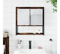 ATOMSTACK MAKER Armadietto da bagno a specchio da 60 cm, in legno di rovere affumicato con specchio in vetro trasparente, montaggio a parete, salvaspazio per piccoli bagni, 60 x 16 x 60 cm