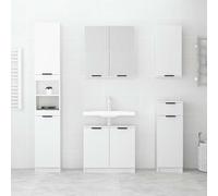 ATOMSTACK MAKER Armadietto da bagno alto, bianco, 32 x 34 x 188,5 cm, in legno resistente all'umidità, 6 scomparti con ante montabili a sinistra/destra, con supporto da parete, moderno e salvaspazio