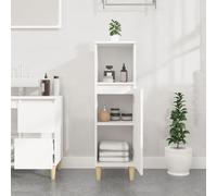 ATOMSTACK MAKER Armadietto da bagno bianco, 30 x 30 x 100 cm, in legno con gambe massicce in eucalipto, montaggio flessibile (sinistra/destra), 1 ripiano + 2 scomparti, ideale per piccoli bagni
