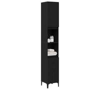 ATOMSTACK MAKER Armadietto da bagno con 2 ante e 6 ripiani regolabili, effetto rovere nero, 30 x 30 x 190 cm, materiale in legno, resistente all'umidità, per bagno moderno