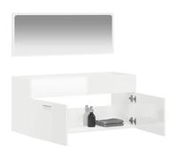 ATOMSTACK MAKER Armadietto da bagno con specchio, 100 x 38,5 x 46 cm, bianco lucido, in legno e acrilico, montaggio a parete, minimalista, molto capiente, per bagno moderno