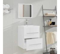 ATOMSTACK MAKER Armadietto da bagno con specchio, 41 x 38,5 x 48 cm, bianco, in legno resistente all'umidità e acrilico, montaggio a parete, per bagno e lavandino, con istruzioni di montaggio incluse