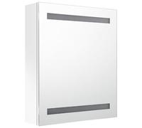 ATOMSTACK MAKER Armadietto da bagno con specchio, 50 x 60 cm, MDF e vetro, bianco lucido, con 2 listelli, 3 ripiani, cerniera buffer, illuminazione USB (alimentatore non incluso)