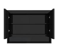 ATOMSTACK MAKER Armadietto da bagno con specchio, 80 x 15 x 60 cm, nero lucido, 2 ante, 3 ripiani, funzione di ricarica USB (5 V), MDF/melamina e vetro di sicurezza, materiale di montaggio incluso