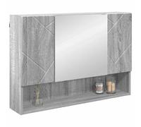 ATOMSTACK MAKER Armadietto da bagno con specchio, 80 x 55 x 17 cm, in legno Sonoma grigio, con 3 ante a cerniera, grande specchio e molto spazio, montaggio a parete, moderno, resistente all'umidità