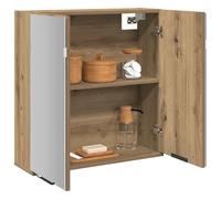 ATOMSTACK MAKER Armadietto da bagno con specchio a 2 ante, 64 x 20 x 66,5 cm, rovere artigianale e vetro, grande spazio per il bagno, resistente all'umidità, design moderno, montaggio necessario