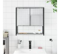 ATOMSTACK MAKER Armadietto da bagno con specchio grigio Sonoma, 60 x 16 x 60 cm, in legno con vetro trasparente, montaggio a parete, resistente all'umidità, grande spazio per il bagno