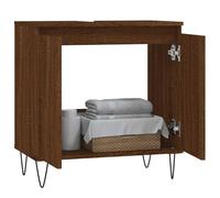 ATOMSTACK MAKER Armadietto da bagno effetto rovere, 58 x 33 x 60 cm, in legno e ferro, marrone, con grande scomparto a doppia porta, resistente all'umidità, stabile industriale, con supporto da parete