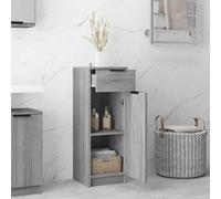 ATOMSTACK MAKER Armadietto da bagno grigio Sonoma, 32 x 34 x 90 cm, in legno con 1 cassetto e 1 anta, mobile da bagno salvaspazio per piccoli bagni, con supporto da parete