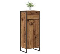 ATOMSTACK MAKER Armadietto da bagno in legno (40 x 30 x 100 cm), effetto legno anticato, con 1 anta e cassetto, gambe in acciaio stabile, mobile da bagno salvaspazio per interni