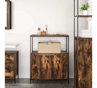 ATOMSTACK MAKER Armadietto da bagno in legno di rovere affumicato, 76,5 x 35 x 95 cm, con 3 ripiani aperti e vano porta, portata 60 kg, montaggio a parete, apertura a sinistra/destra, per bagno