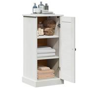 ATOMSTACK MAKER Armadietto da Bagno in Legno Massello di Pino 37,5x34x80 Bianco Antico Rustico & Compatto con 3 Ripiani + 1 Anta - Ideale per Bagni Piccoli