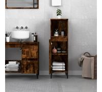 ATOMSTACK MAKER Armadietto da bagno in legno (rovere affumicato), 30 x 30 x 100 cm, con ripiano e 2 scomparti, montaggio a parete, porta apribile a sinistra/destra, ideale per piccoli bagni