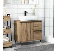 ATOMSTACK MAKER Armadietto da bagno in rovere Artisan, 65 x 33 x 60 cm, con 1 scomparto e 2 cassetti, stile industriale grazie ai piedini in ferro nero, resistente all'umidità, per bagno e WC degli