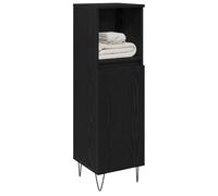 ATOMSTACK MAKER Armadietto da bagno minimalista nero/rovere, 30 x 30 x 100 cm, 1 anta a filo, in legno con gambe in acciaio, per bagno e WC degli ospiti, soluzione moderna