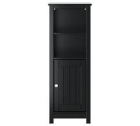 ATOMSTACK MAKER Armadietto da bagno nero, 40 x 34 x 110 cm, in legno di pino massiccio, con 4 ripiani e anta, serie Berg, impermeabile, facile da pulire, per bagno moderno