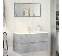ATOMSTACK MAKER Armadietto da bagno sospeso grigio cemento, 80 x 38,5 x 45 cm, resistente all'umidità, montaggio a parete, materiale in legno, portata 60 kg, pronto per il montaggio, con moderno