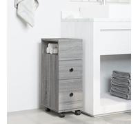 ATOMSTACK MAKER Armadietto da bagno stretto con 2 cassetti e 4 ruote girevoli (2 frenate), grigio sonoma, materiale in legno, 23 x 33 x 65 cm, resistente all'umidità, ideale per bagno, cucina e