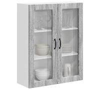 ATOMSTACK MAKER Armadietto da cucina da 80 x 31 x 100 cm, grigio Sonoma, scaffale da parete in legno con 2 ante a cerniera, pratico, durevole e facile da pulire, per un'organizzazione moderna della