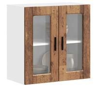 ATOMSTACK MAKER Armadietto da cucina sospeso con anta in vetro effetto legno anticato, larghezza 60 cm, montaggio a parete, in legno e vetro, portata 75 kg, serie Porto