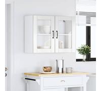 ATOMSTACK MAKER Armadietto da cucina sospeso con frontale in vetro, bianco lucido, 80 x 31 x 60 cm, in legno, montaggio a parete, salvaspazio, portata fino a 70 kg, serie Lucca