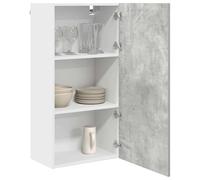 ATOMSTACK MAKER Armadietto pensile da cucina, 50 x 31 x 100 cm, grigio cemento e bianco, minimalista, in legno con 1 anta, moderno scaffale da parete per molto spazio (60 kg massimo)