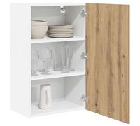 ATOMSTACK MAKER Armadietto pensile da cucina, rovere Artisan/bianco, 50 x 31 x 80 cm, in legno con anta a cerniera, minimalista e moderno, per stoviglie, utensili e molto altro ancora