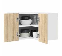 ATOMSTACK MAKER Armadio pensile angolare in rovere Sonoma e bianco, 57 x 57 x 40 cm, in legno, moderno scaffale da cucina con molto spazio, portata fino a 60 kg, per montaggio a parete, materiale di